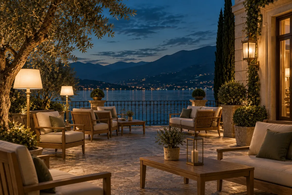 Terrazza sul lago verso sera